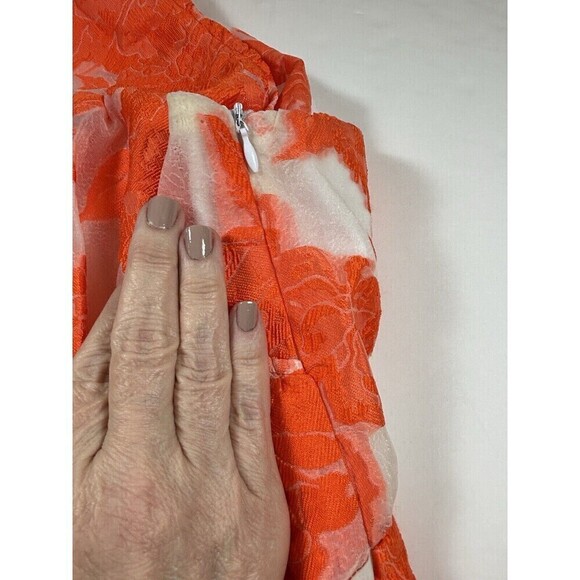 Showpo Hailey Brailey One Shoulder Mini Dress Orange White Sheer Floral 4 - Picture 11 of 16